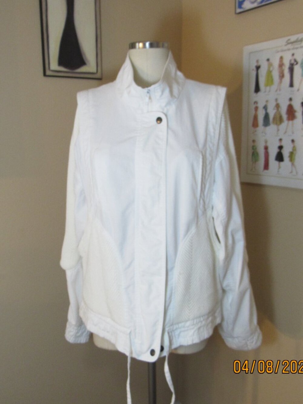 WHITE TIGER Bomber Style White Jacket Size M